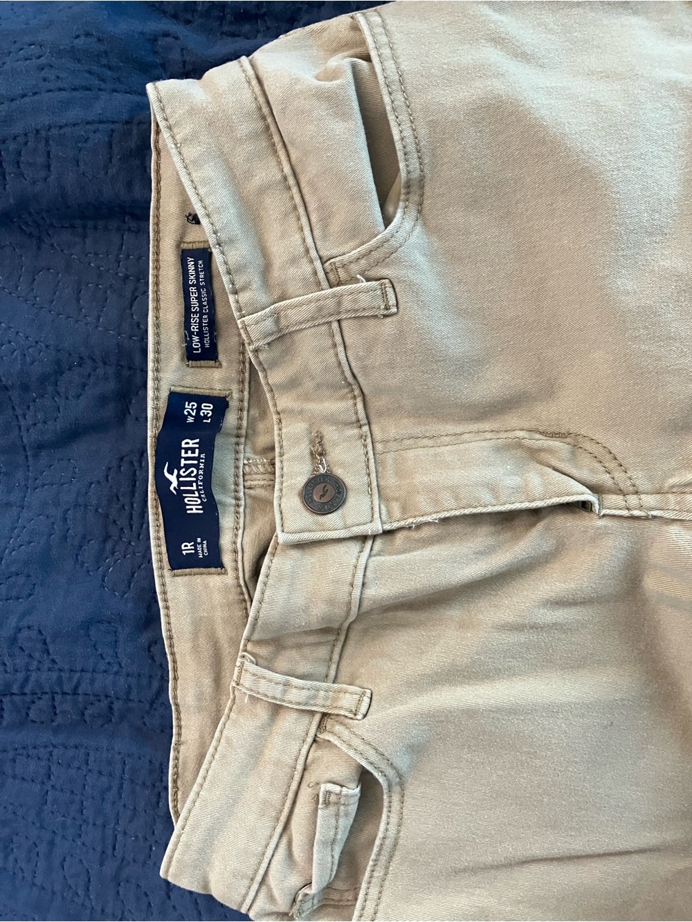 Hollister Light Khaki Low-Rise Chino Shorts